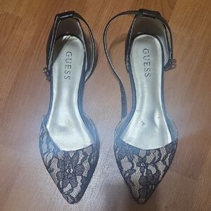 GUESS Black Lace Heels